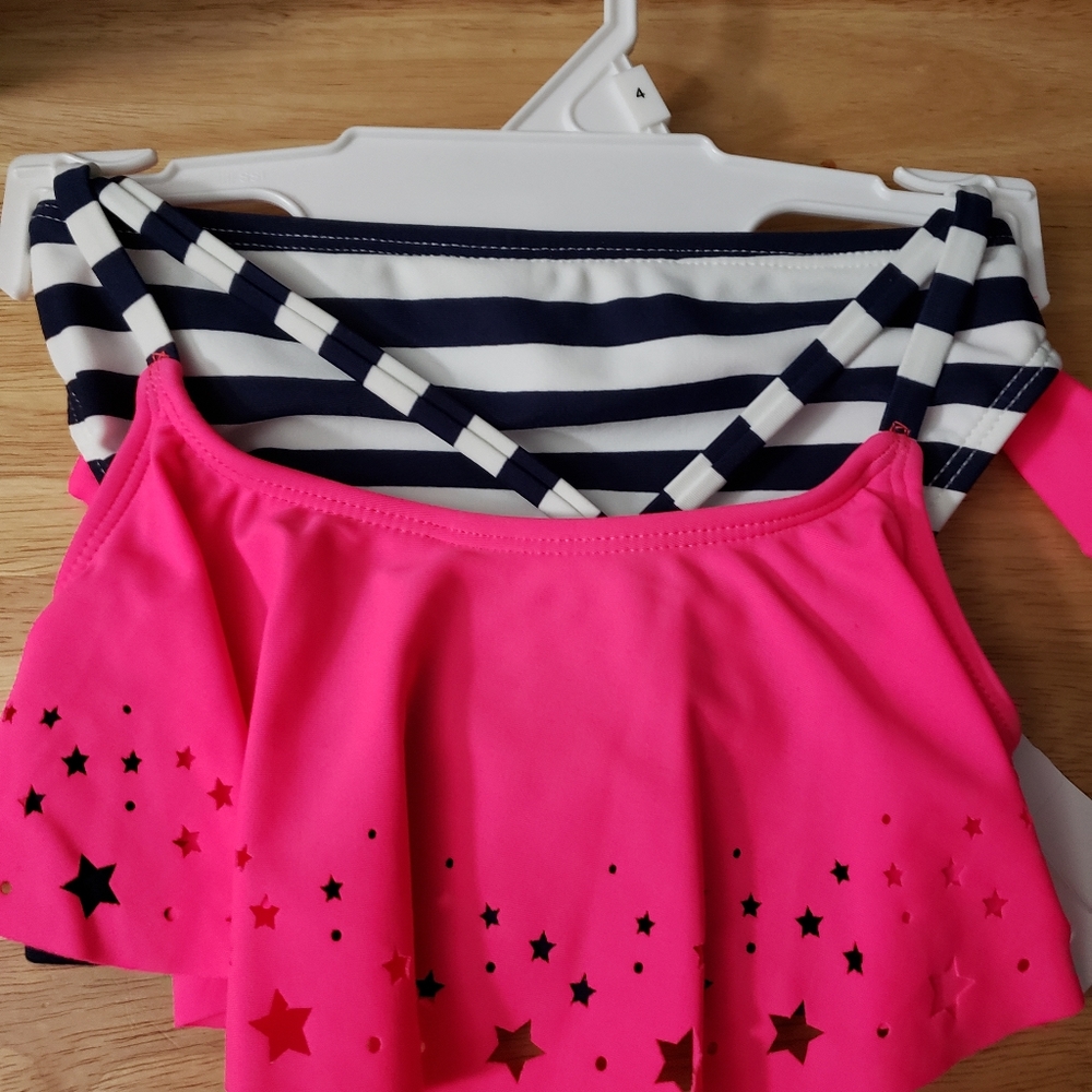 New kids 2pc swimsuit sz 4 neon pink